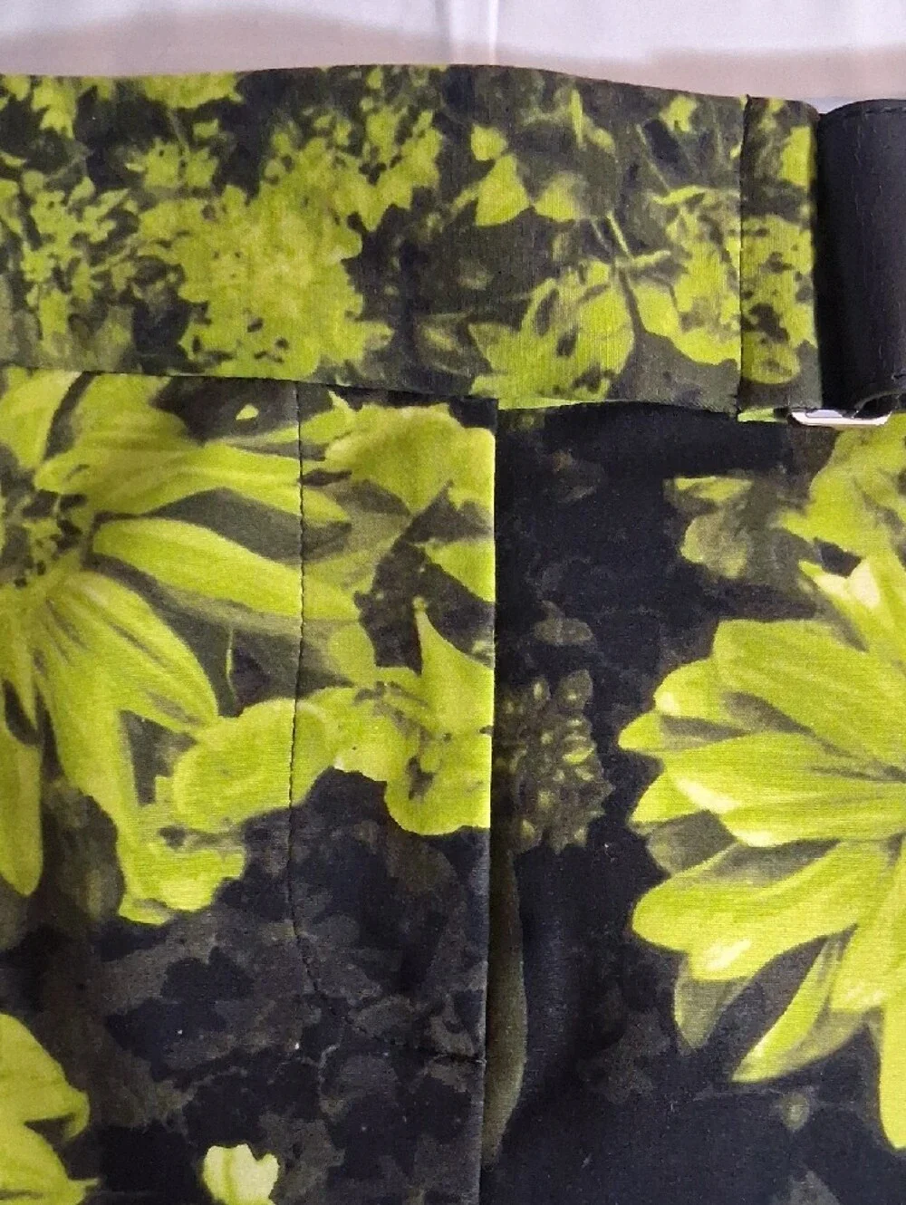 Michael Kors Black Pencil Skirt with Lime Green Floral Print